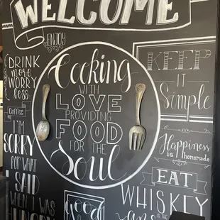 a blackboard with a menu written on it
