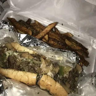 Philly cheesesteak n fries