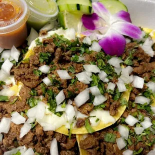 a plate of mexican food