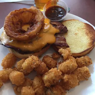 Cowboy Burger with Tots