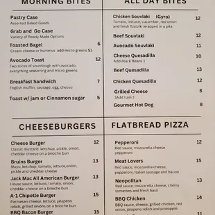 menu