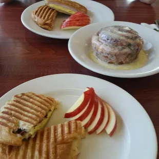 Breakfast paninis with their legendary cinnamon roll... everything was yummy!!