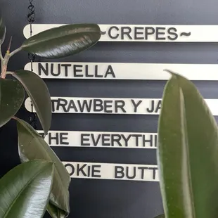 Crepes menu