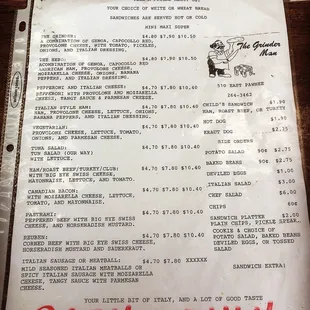 menu