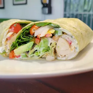 a chicken wrap on a plate