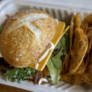 Club Sandwich on Pretzel Bun