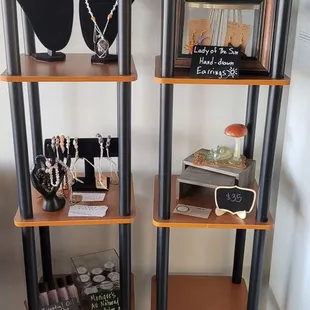 a pair of bookshelves