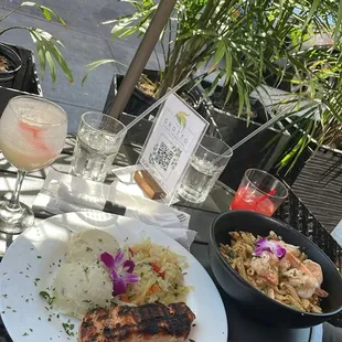 Grilled Salmon Shrimp Grotto Pasta