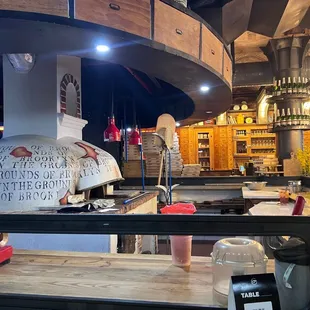 a pizza oven in a restaurant