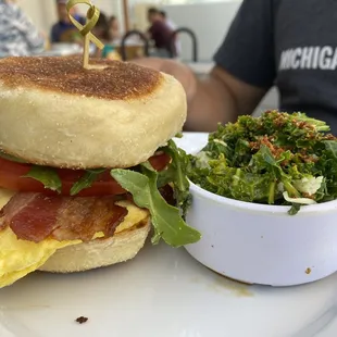 The breakfast sandwich on sourdough English muffin