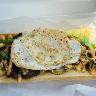 BBQ Beef Banh Mi w/fried egg