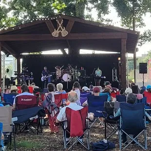 Farmers Branch added a cover to the stage, to help with the bright sun and heat.