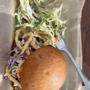 BBQ mushroom sandwich and a side salad