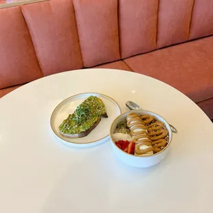 two plates of food on a table