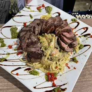 Steak Pesto Pasta