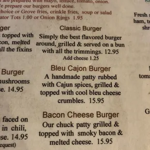 The menu
