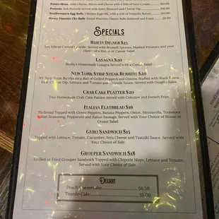 Menu specials as of January 2024