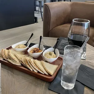 Pita bread with variety of Hummus Appetizer