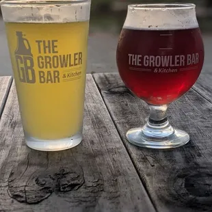 two glasses of beer