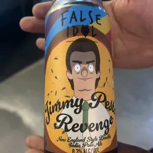 a person holding a can