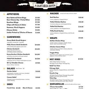 The Growler Oxford - Full Food Menu