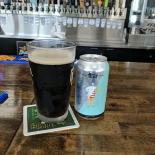 Monday night $3 craft beer night at The Growler stop so I pick me up a can of Tafts Brewing Company Culebra cut rude with coconut