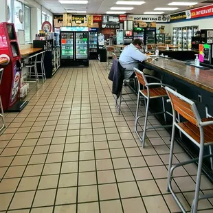 Tons of seating and bottled/canned beer