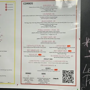 a menu on a blackboard