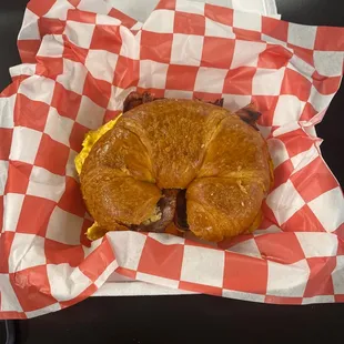 Croissant Breakfast Sandwich with Turkey bacon