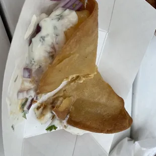 Potato taco. Didn&apos;t think I&apos;d like it. But I love it!!!