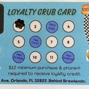 New!!!!  Loyalty card!  I love frequent diner programs!
