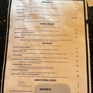 the menu