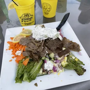 Gyro wedge salad with grilled romaine