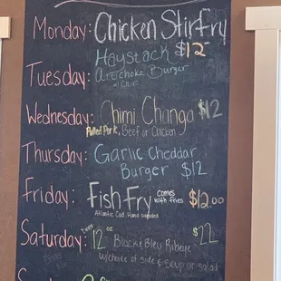 Daily specials, not sure how often they change.