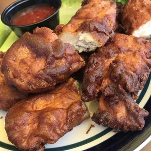 Wings are beer battered by the hand of god himself.