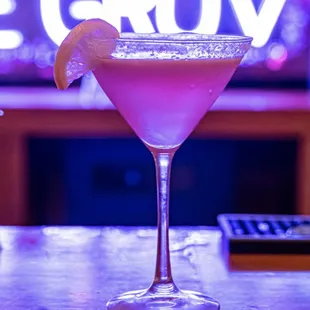 a purple cocktail