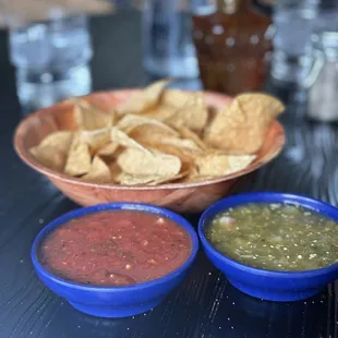 Chips and salsa - their guacamole is also delicious