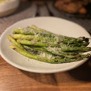 Grilled asparagus with Parmesan was tasty