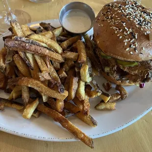 Chicken sandwich is so good! The fries are homemade!