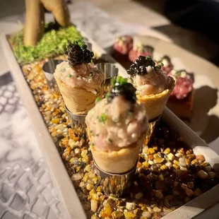 Tuna &amp; Caviar Cones ($48). Shown is one order on a two order dish.