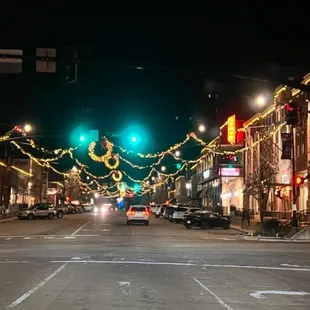 Main street decked out for the winter holiday season