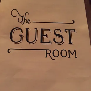the sign for the guest room