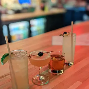 left to right (HH $7) La Paloma, Army Navy, Old Fashioned, Tom Collins
