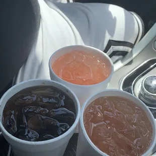 Raspberry peach lemonade; Alabama sweet tea; dirty creek water blend