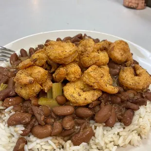 Fried Shrimp Plate Red Beans &amp; Rice