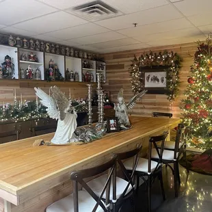 a christmas tree in the background
