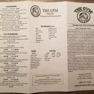 The menu