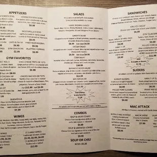 The menu