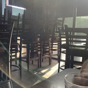 Dirt and chairs piled up