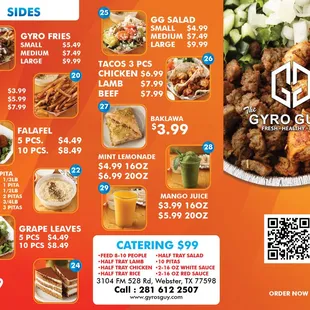 the menu for the gyro guys